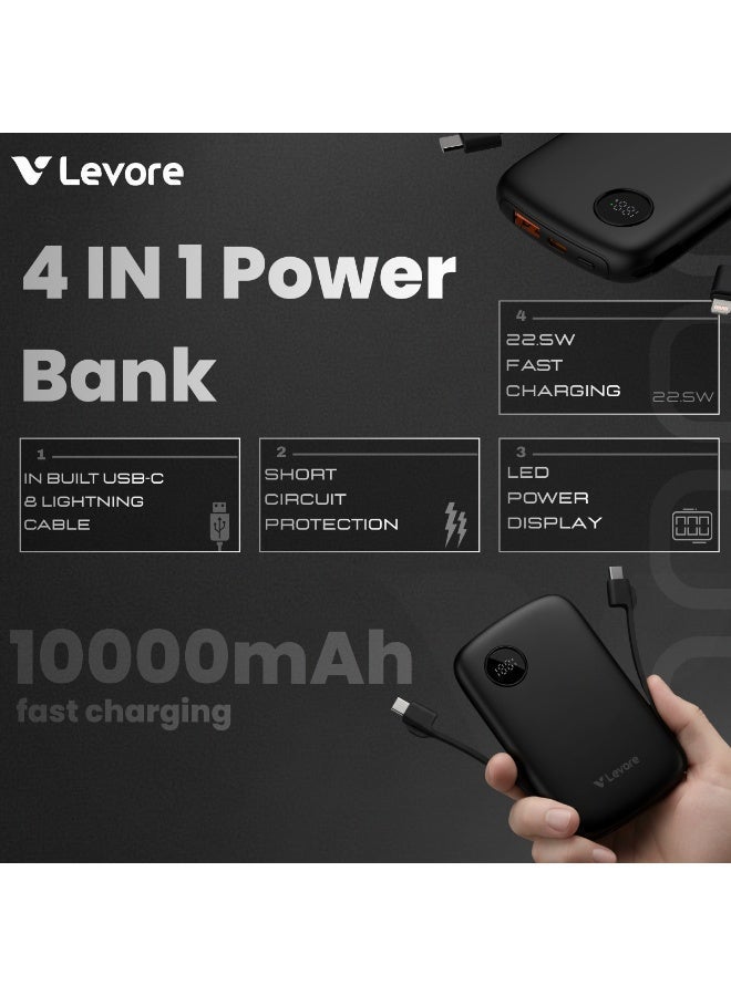 ليفور بنك طاقة LEVORE بسعة 10000 مللي أمبير وقوة 22.5 واط مزود بكابل مدمج LP511-BK - Image 4